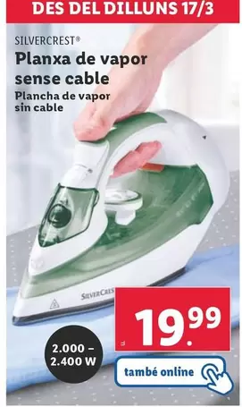 Oferta de SilverCrest - Plancha De Vapor Sin Cable por 19,99€ en Lidl