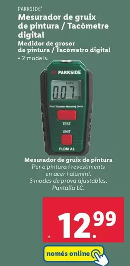 Oferta de Parkside - Medidor De Grosor De Pintura / Tacómetro Digital  por 12,99€ en Lidl