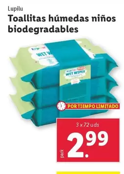 Oferta de Lupilu - Toallitas Humedas Ninos Biodegradables por 2,99€ en Lidl