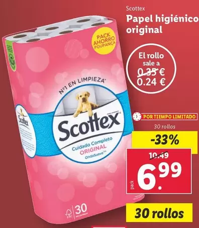 Oferta de Scottex - Papel Higienico Original por 6,99€ en Lidl