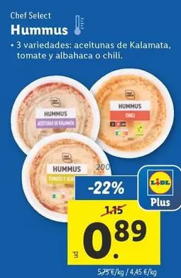 Oferta de Chef Select - Hummus por 0,89€ en Lidl