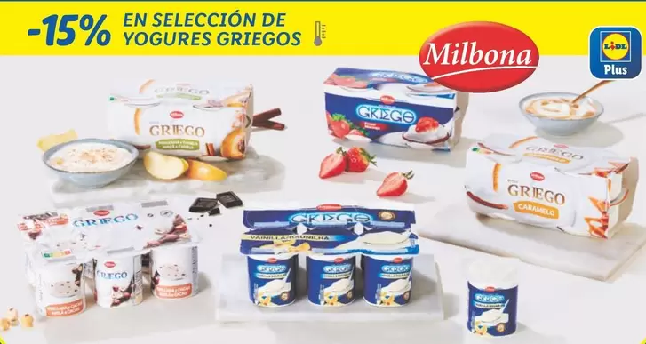 Oferta de Milbona - En Seleccion De Yogures Griegos en Lidl