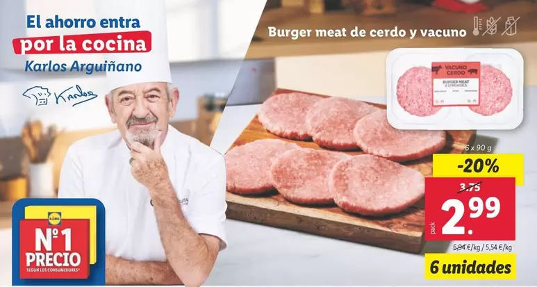 Oferta de Burger Meat De Cerdo Y Vacuno por 2,99€ en Lidl