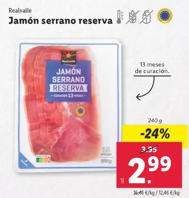 Oferta de Realvalle - Jamon Serrano Reserva por 2,99€ en Lidl