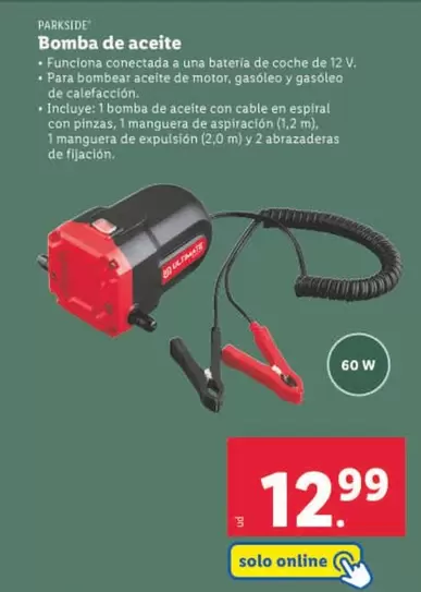 Oferta de Parkside - Bomba De Aceite por 12,99€ en Lidl