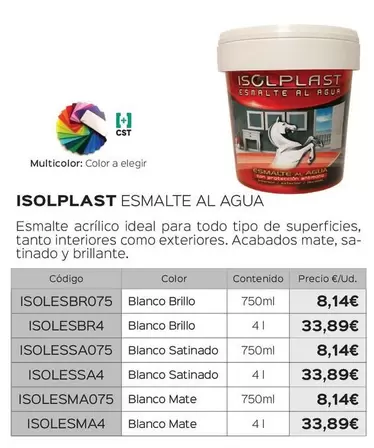 Oferta de Isolplast - Esmalte Al Agua por 8,14€ en Isolana
