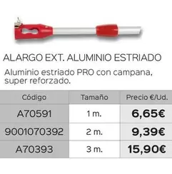 Oferta de Campana - Alargo Ext. Aluminio Estriado por 15,9€ en Isolana