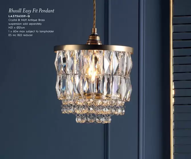 Oferta de Rhosill Easy Fit Pendant LA3756359-Q en Laura Ashley
