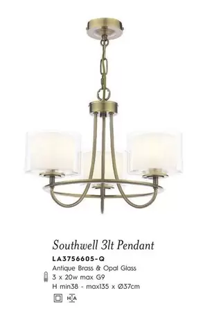 Oferta de Glass - Southzeil 3lt Pendant en Laura Ashley