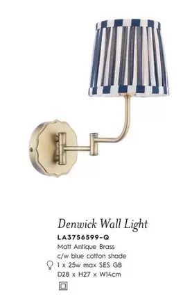 Oferta de Blue - Denwick Wall Light en Laura Ashley