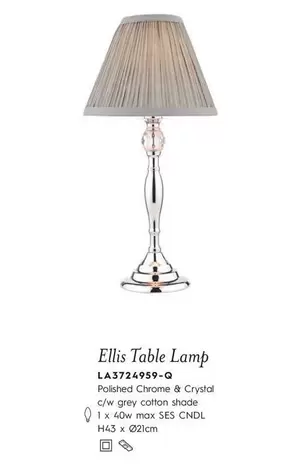 Oferta de Chrome - Ellis Table Lamp en Laura Ashley