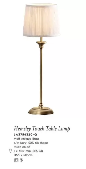 Oferta de Touch - Hemsley  Table Lamp en Laura Ashley