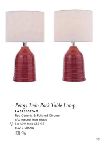 Oferta de Chrome - Penny Twin Pack Table Lamp en Laura Ashley