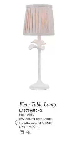 Oferta de Eleni Table Lamp en Laura Ashley