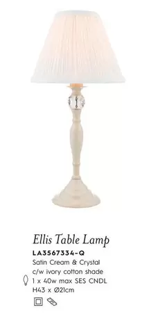 Oferta de Crystal - Ellis Table Lamp en Laura Ashley