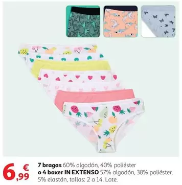 Oferta de Inextenso - Bragas 60% Algodón por 6,99€ en Alcampo