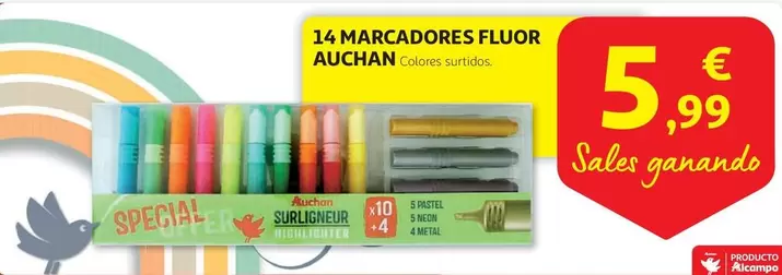 Oferta de Auchan - 14 Marcadores Fluor por 5,99€ en Alcampo