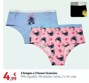 Oferta de 2 Bragas O 2 Boxer Licencias por 4,99€ en Alcampo