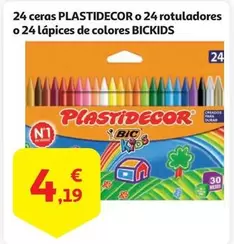 Oferta de Plastidecor - 24 Ceras O 24 Rotuladores O 24 Lápices De Colores por 4,19€ en Alcampo