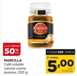 Oferta de Marcilla - Café Soluble Natural Creme Express por 9,99€ en Alimerka