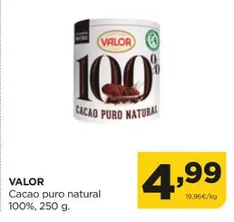 Oferta de Valor - Cacao Puro Natural 100% por 4,99€ en Alimerka