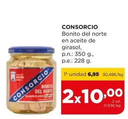 Oferta de Consorcio - Bonito Del Norte En Aceite De Girasol por 6,95€ en Alimerka