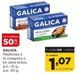 Oferta de Galica - Mejillones A La Vinagreta O En Salsa Brava por 2,14€ en Alimerka