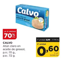 Oferta de Calvo - Atun Claro En Aceite De Girasol por 2€ en Alimerka