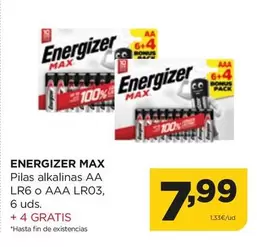 Oferta de Energizer - Pilas Alkafinas Aa LR6 O Aaa LR03 por 7,99€ en Alimerka