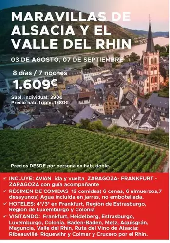 Oferta de El Valle - Maravillas De Alsacia Y  Del Rhin por 1609€ en Halcón Viajes