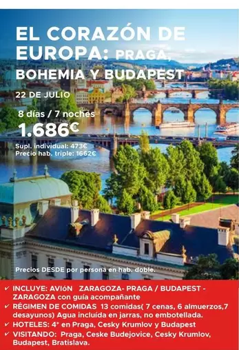 Oferta de Praga - Bohemia Y Budapest por 1686€ en Halcón Viajes
