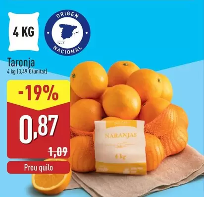 Oferta de Taronja por 0,87€ en ALDI