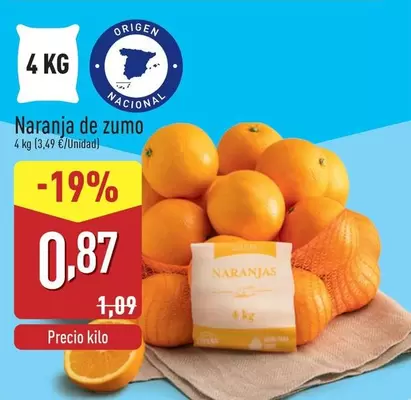 Oferta de Naranja De Zumo por 0,87€ en ALDI