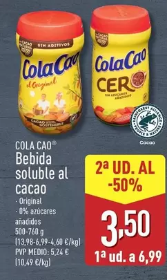 Oferta de Cola Cao - Bebida Soluble Al Cacao por 6,99€ en ALDI