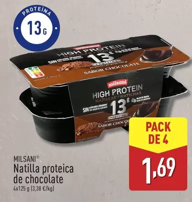 Oferta de Milsani - Natilla Proteica De Chocolate por 1,69€ en ALDI