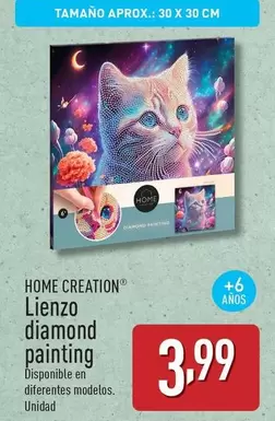 Oferta de Home Creation - Lienzo Diamond Painting por 3,99€ en ALDI