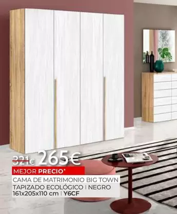 Oferta de Cama De Matrimonio Big Town Tapizado Ecológico I Negro por 265€ en Mondo Convenienza