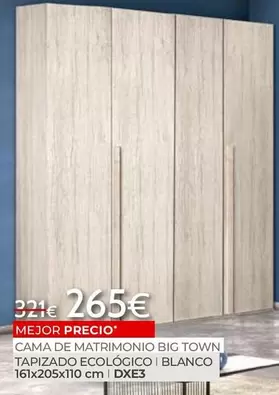 Oferta de Blanco - Cama De Matrimonio Big Town Tapizado Ecológico I por 265€ en Mondo Convenienza