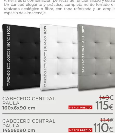 Oferta de Cabecero Centrale Paula 160x6x90 Cm por 115€ en Mondo Convenienza