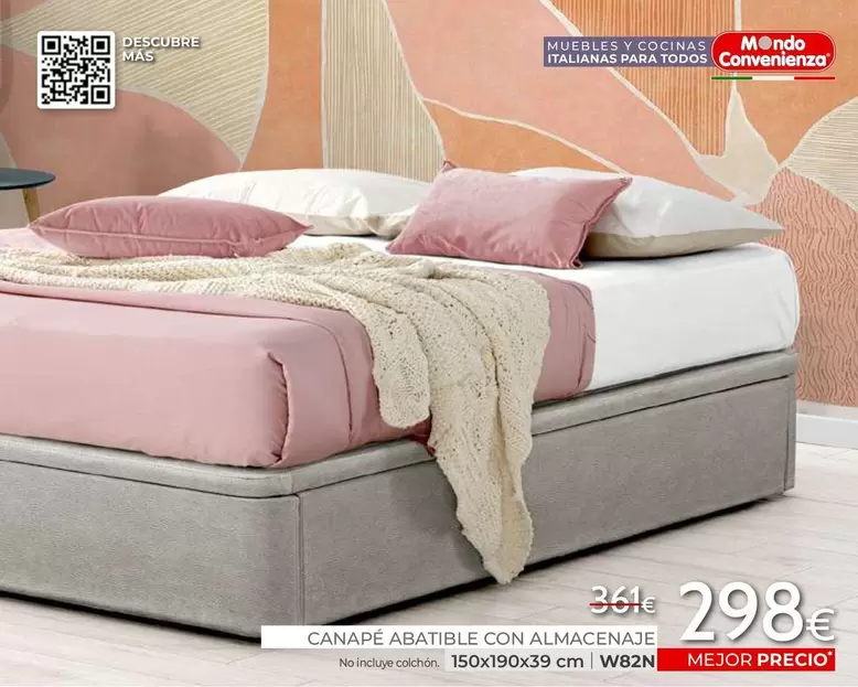 Oferta de Canape Abatible Con Almacenaje por 298€ en Mondo Convenienza