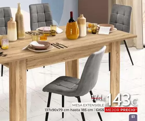 Oferta de 51 - Mesa Extensible por 43€ en Mondo Convenienza