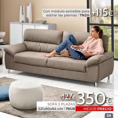Oferta de Sofa 3 Plazas por 350€ en Mondo Convenienza