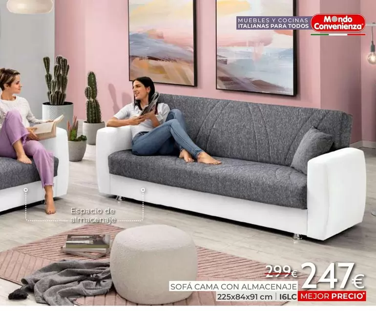 Oferta de Sofá Cama Con Almacenaje por 247€ en Mondo Convenienza