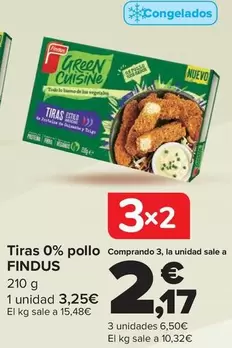 Oferta de Findus -Tiras 0% Pollo  por 3,25€ en Carrefour