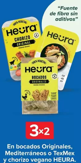 Oferta de Heura - En Bocados Originales Mediterrã¡neos O Texmex  Y Chorizo Vegano  en Carrefour