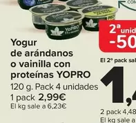 Oferta de Yopro - Yogur  De Arandanos O Vainilla Con Protei­nas  por 2,99€ en Carrefour