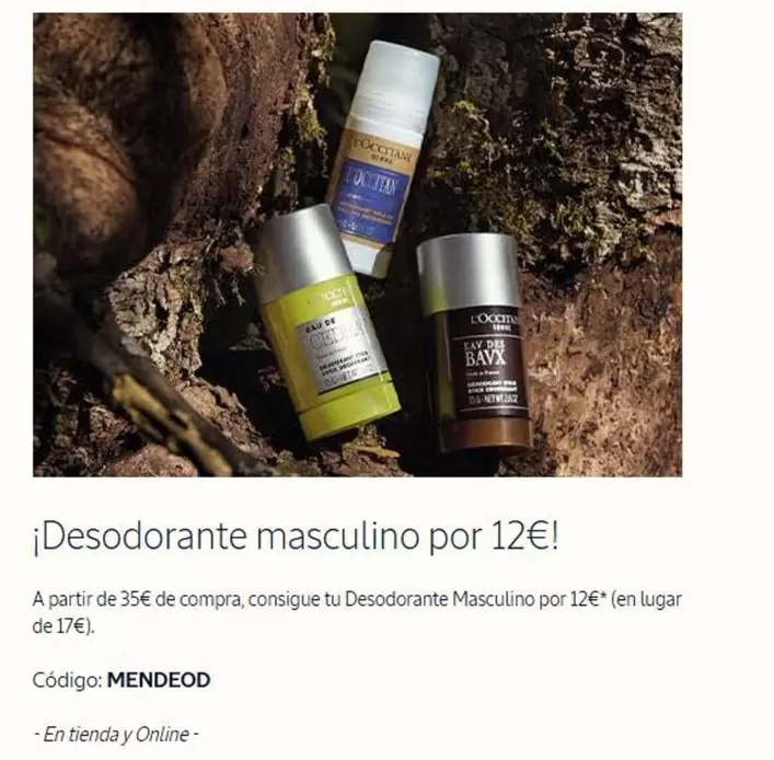 Oferta de Desodorante Masculino  por 12€ en L'Occitane