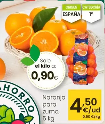 Oferta de Naranja Para Zumo por 4,5€ en Eroski