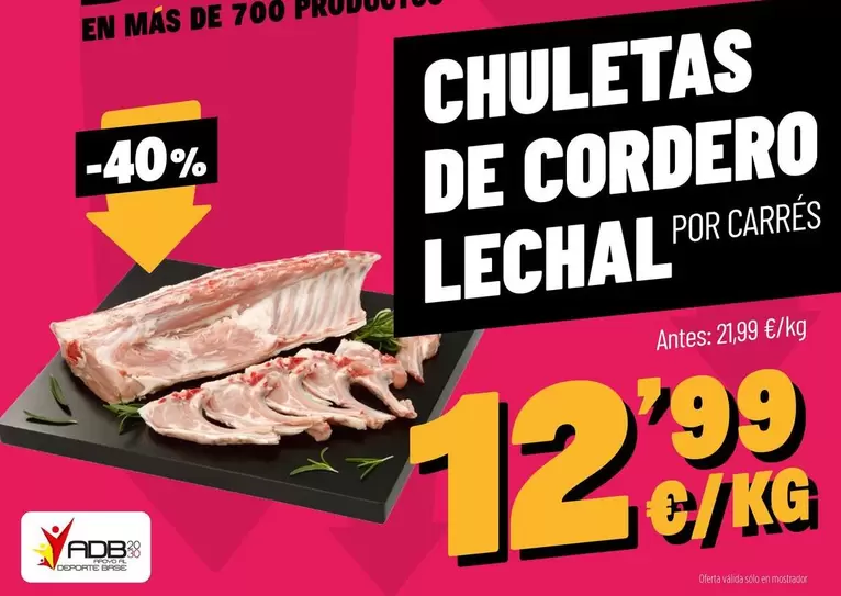 Oferta de Chuletas De Cordero Lechal Por Carres por 12,99€ en Ahorramas