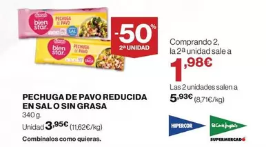 Oferta de El Corte Inglés - Pechuga De Pavo Reducida En Sal O Sin Grasa por 3,95€ en Hipercor